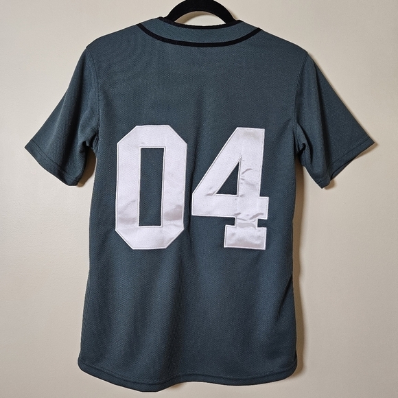 Married to the Mob green short sleeve baseball button up jersey women's size S - Picture 4 of 12